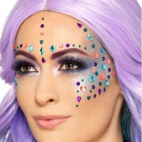 Joyas adhesivas faciales de colores - 100 unidades