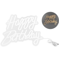 Letrero de Happy Birthday con luces led de neón blanco