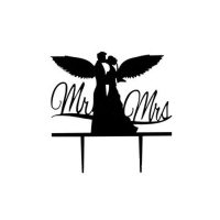 Topper para tarta acrílico Mr and Mrs con alas