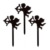 Picks acrílicos de silueta de Cupido negros - 8 unidades