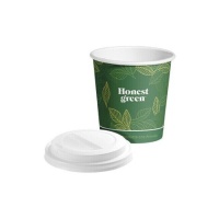Vasos de 120 ml de cartón verde tapa con agujero - 25 unidades