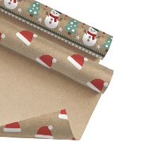 Papel de regalo de Papá Noel o muñeco de nieve de 2 x 0,70 m - 1 unidad