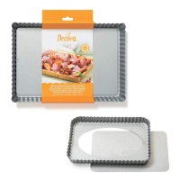 Molde rectangular de 32 x 22 x 3,5 cm rizado con fondo desmontable - Decora