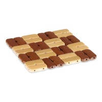 Salvamantel de 13 cm de bambú cuadrado - 3 unidades