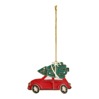 Colgante metálico de coche con árbol de Navidad de 9 x 6,5 cm
