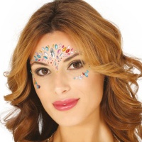 Joyas adhesivas faciales multicolores