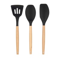 Set de utensilios de cocina de silicona y madera - 3 unidades