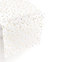Camino de mesa de 45 cm blanco con estrellas doradas - 1,50 m