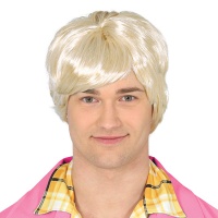 Peluca corta rubia platino para hombre