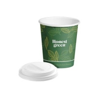 Vasos de 200 ml de cartón verde tapa con agujero - 25 unidades