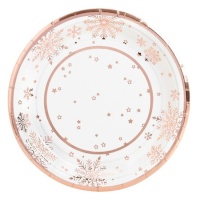 Platos de 18 cm de Rose Gold Snow - 8 unidades