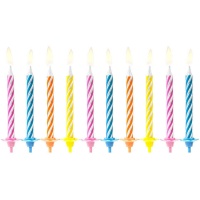 Velas rayadas de colores de 6 cm - PartyDeco - 10 unidades