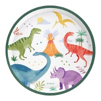 Platos de Dinosaurio Bebé Feliz de 23 cm - 6 unidades