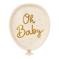 Platos de globo Oh baby de 17,5 x 22 cm - 6 unidades