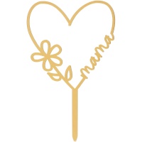 Topper para tarta de Mamá corazón dorado de 16 x 11 cm