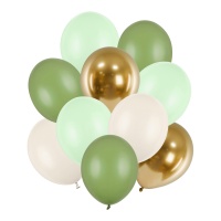 Globos de látex de 27 a 30 cm verdes - 10 unidades