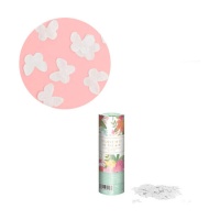 Cañón de confeti de mariposas blancas de 15 cm