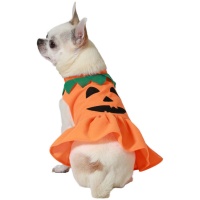 Disfraz de calabaza con volante para perro