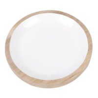 Vaciabolsillos redondo madera y blanco de 20,5 cm - DCasa