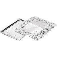 Bandeja de 38 x 31 rectangular de cartón con blonda dorada