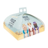Caja para roscón de Reyes de 34,5 x 34,5 x 33 cm con asa