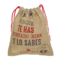Bolsa regalo de 18,5 x 16 cm de yute para regalos y carbón