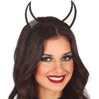 Diadema de cuernos demonio con rejilla
