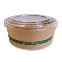 Envase de 0,75 L biodegradable con tapadera para Poke - 4 unidades
