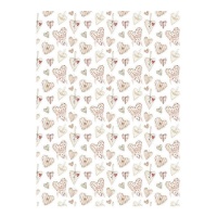 Papel cartonaje de corazones rosas de 32 x 43,5 cm - Artis decor - 5 unidades