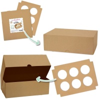 Caja para 6 cupcakes color kraft - 2 unidades