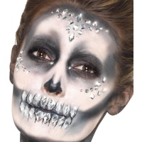 Joyas adhesivas faciales plateadas - 100 unidades