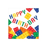 Servilletas de Lego Happy Birthday de 16,5 x 16,5 cm - 16 unidades