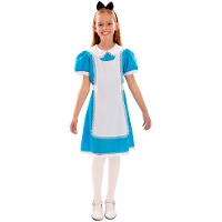 Disfraz de Alicia azul y blanco para niña
