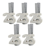 Pinzas de madera de 25 aniversario de 5 cm - 5 unidades