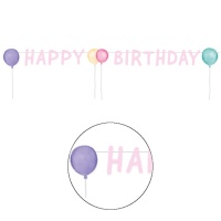 Guirnalda de Happy Birthday rosa con globos de 1,50 m