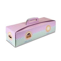 Caja de 45,5 x 14 x 10 cm para tarta rectangular decorada
