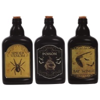 Botella de vidrio con veneno falso surtidas de 19 cm - 1 unidad