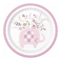 Platos Pink Elephant Floral de 18 cm - 8 unidades