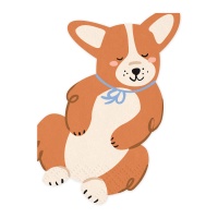 Servilletas en forma de Perro Corgi de 15 x 11 cm - 12 unidades