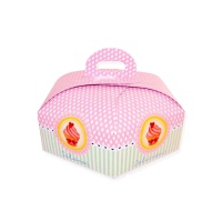 Caja de 25 x 25 x 10 cm para tarta hexagonal con asa
