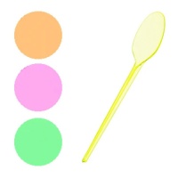 Cucharas de 16,5 cm de plástico colores flúor - 15 unidades