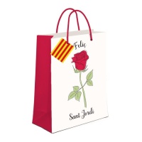Bolsa regalo de 23 x 18 x 10 cm de Sant Jordi rosa