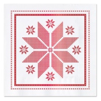Servilletas de 12,5 x 12,5 cm bordado rojo blancas - 30 unidades