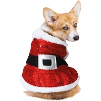 Disfraz de Papá Noel con lentejuelas para perro