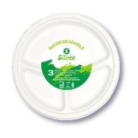 Platos de 22 cm de cartón con 3 compartimentos - 3 unidades