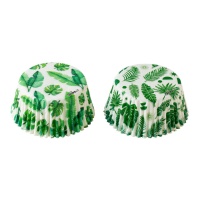 Cápsulas para cupcakes de hojas tropicales - 36 unidades