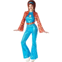 Disfraz de estilo disco azul cielo para mujer