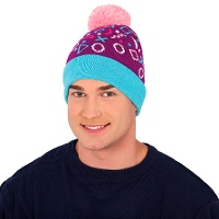 Gorro de años 80 azul y rosa