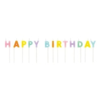 Velas Happy Birthday Pastel de 7 cm - 13 unidades