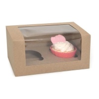 Caja para 2 cupcakes color kraft - 3 unidades